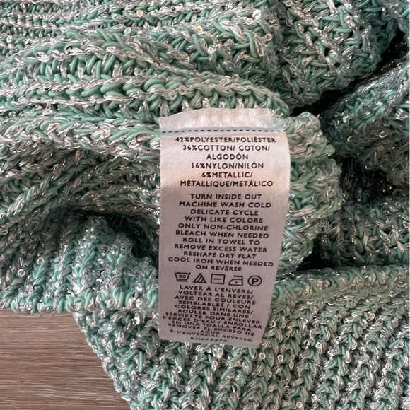 Ann Taylor Studio Collection Sleeveless Sweater – Size L blue sequin sparkle - Picture 6 of 6